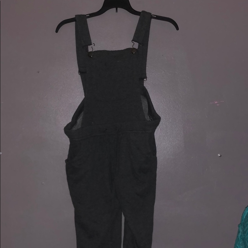 Grey sweatpants overalls